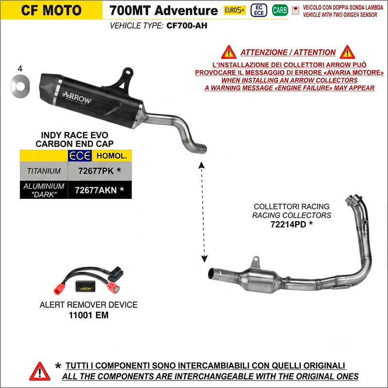 Escape Indy Race Evo titanio CF Moto 700MT ADV 2025-2026
