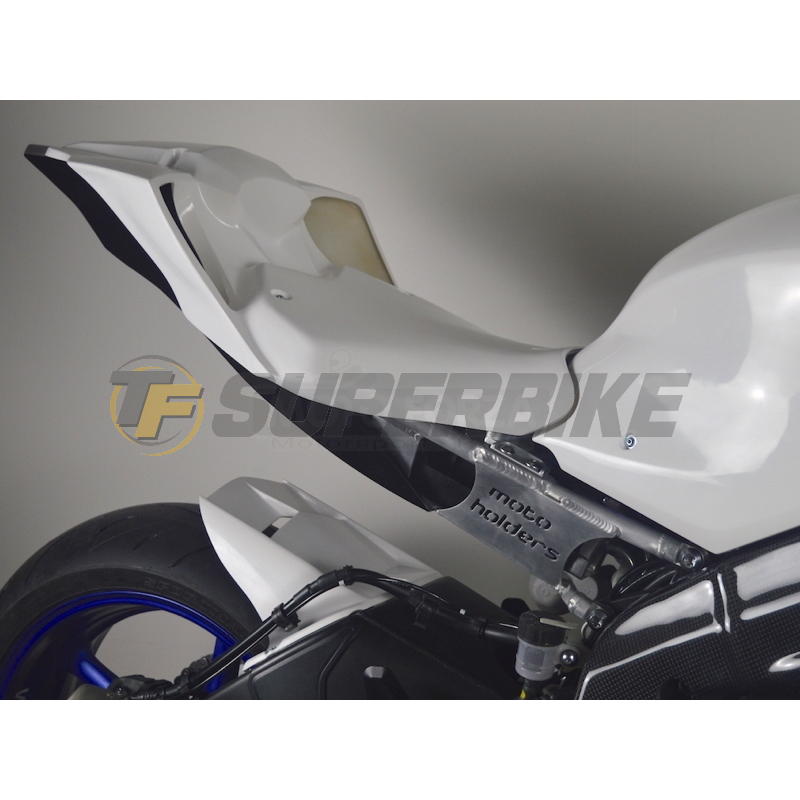 Carenado de fibra Yamaha R6 2017-2025 quilla escape original+paso rueda negro
