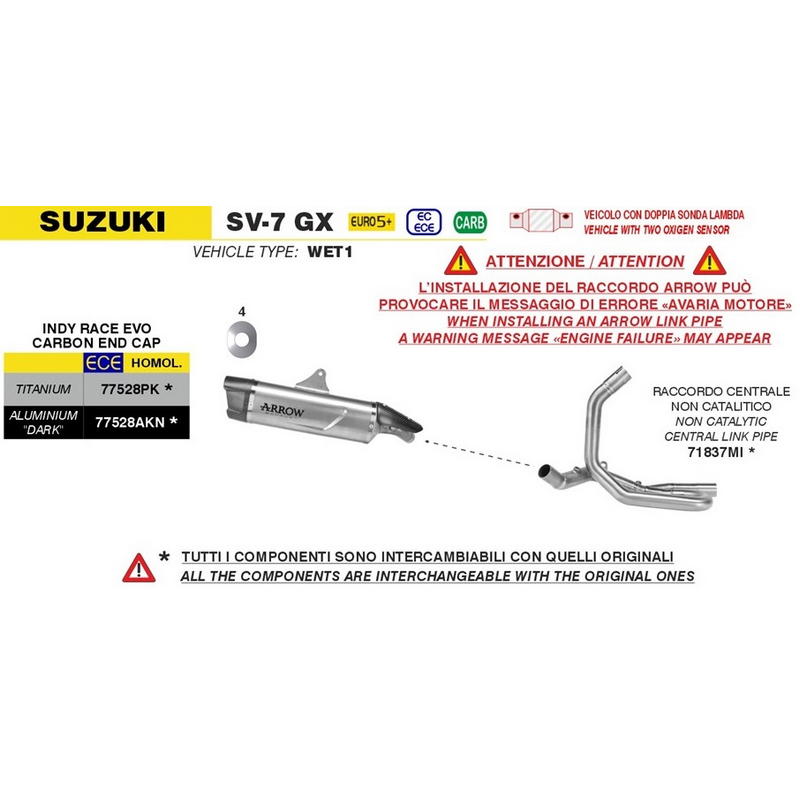 Escape Indy Race Evo aluminio Dark Suzuki SV-7 GX 2026+