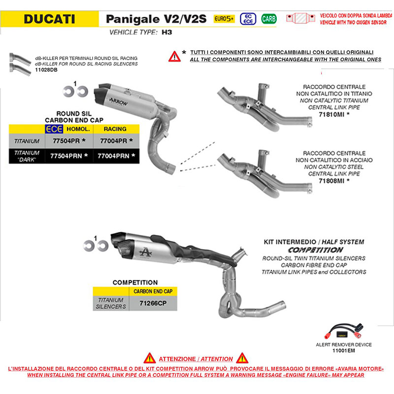 Kit escapes Round Sil titanio con conector acero Ducati Panigale V2 / V2S 2025-2026
