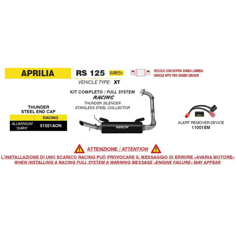 Sistema completo Racing con escape Thunder Aluminio Dark Aprilia RS 125 2025-2026