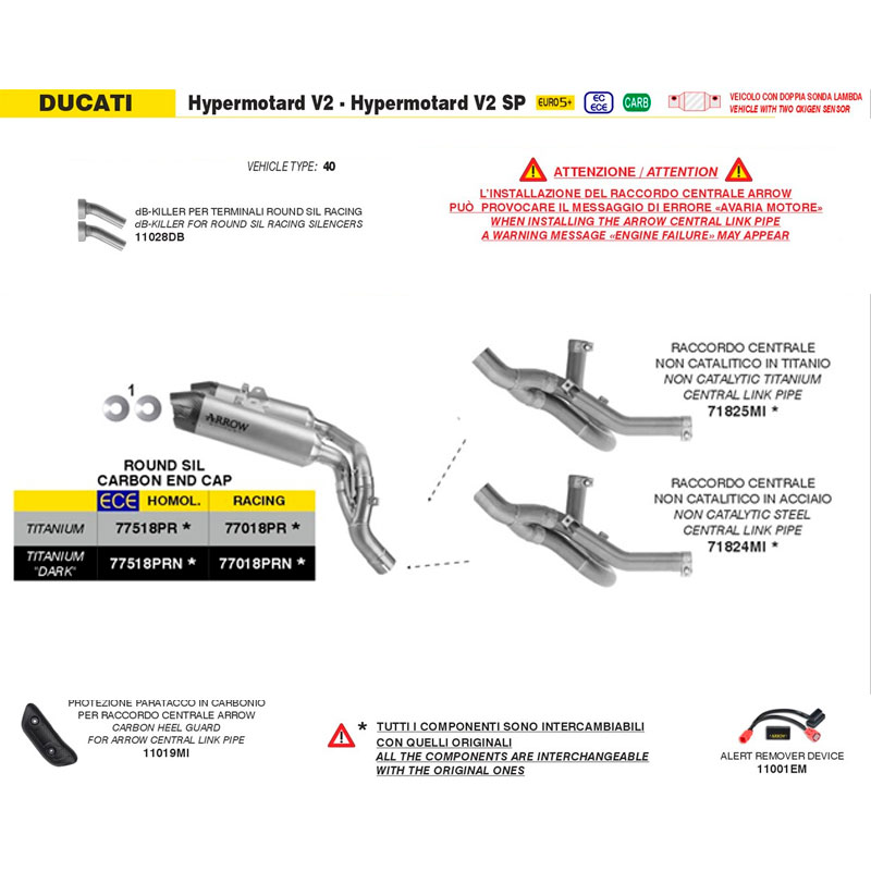 Escapes Round Sil titanio Dark con conector acero Ducati Hypermotard / Hypermotard SP V2 2026