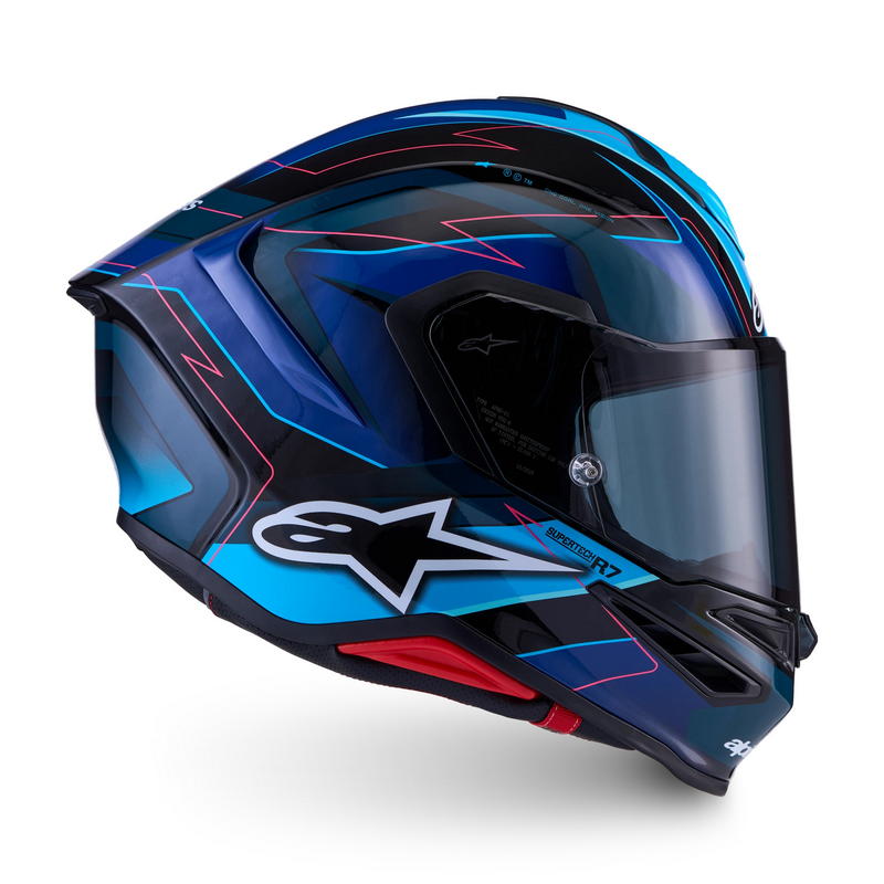 Casco Alpinestars S-R7 Kinetis negro-azul-rosa flúor-blanco