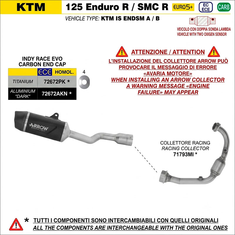 Escape Indy Race Evo titanio KTM 125 Enduro R / SMC R 2025-2026