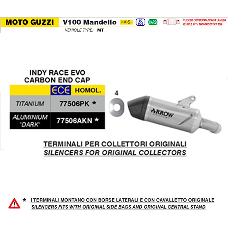 Escape Indy Race Evo titanio Moto Guzzi V100 Mandello / Stelvio 2025