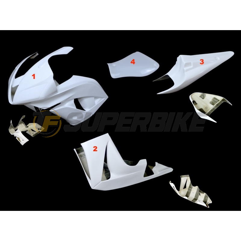 Carenado de fibra Honda CBR600RR 2007-2008 4 piezas colín racing