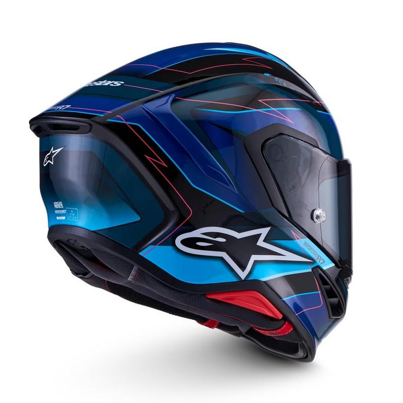 Casco Alpinestars S-R7 Kinetis negro-azul-rosa flúor-blanco