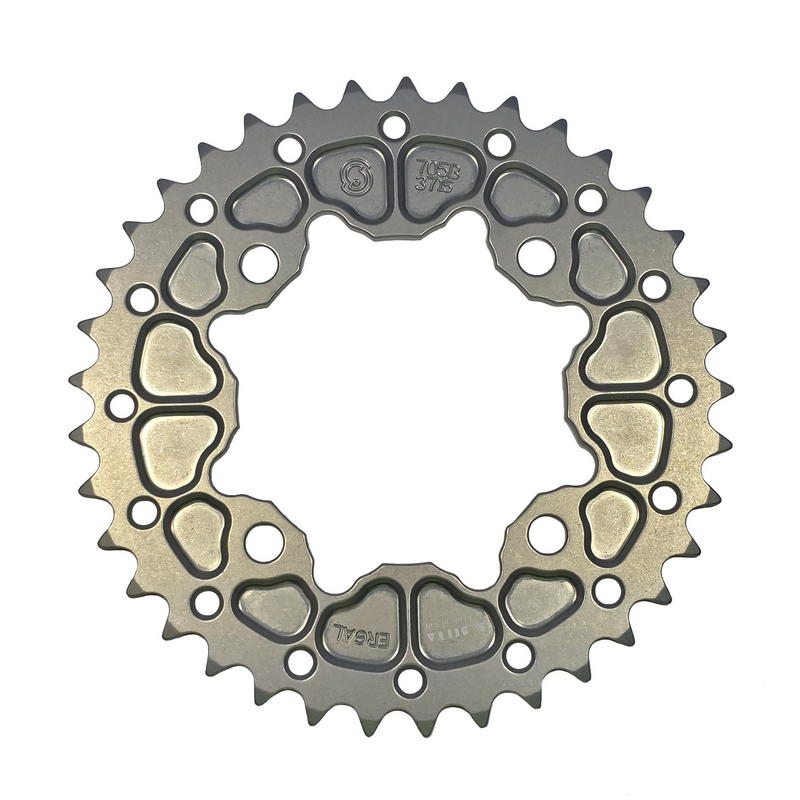 Corona ergal Pitbike 4 agujeros paso 415 color plata