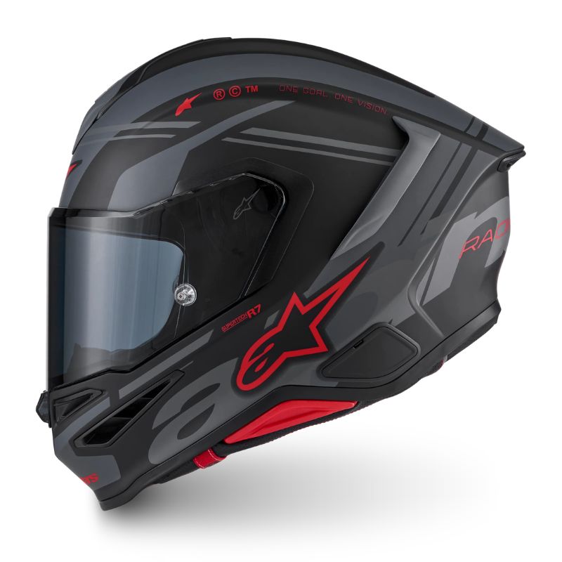 Casco Alpinestars S-R7 A-Core negro mate-gris-rojo
