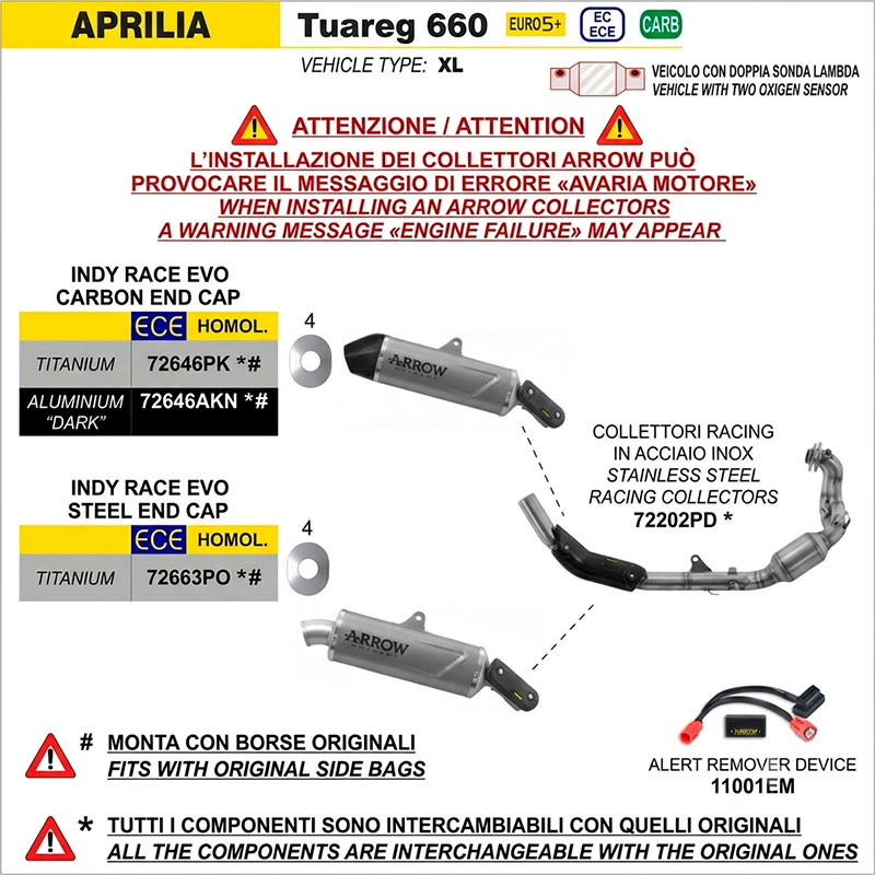 Escape Indy Race Evo titanio Aprilia Tuareg 660 2025