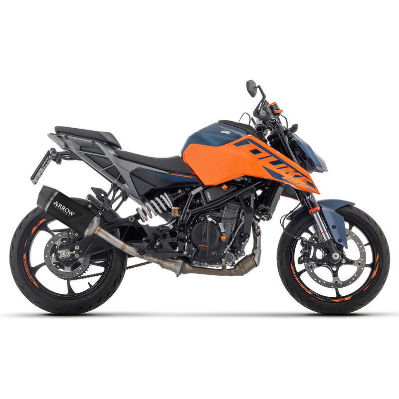 Escape Indy Race EVO aluminio Dark fondo carbono KTM Duke 125 / Duke 390 2024-