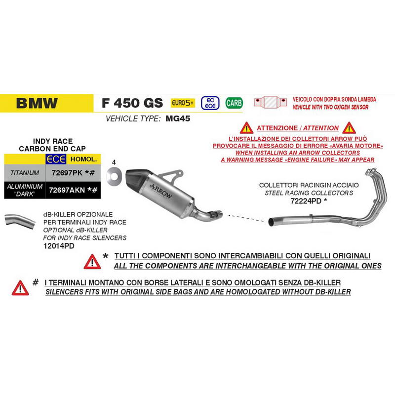 Colectores acero BMW F450 GS 2026+