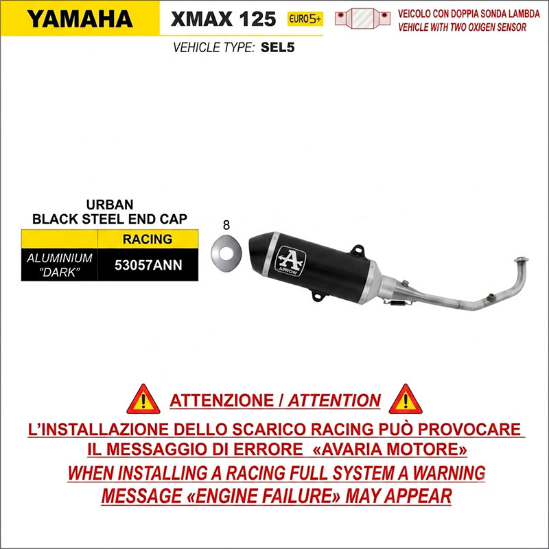 Kit completo con escape Urban aluminio Dark Yamaha X-Max 125 2025-2026