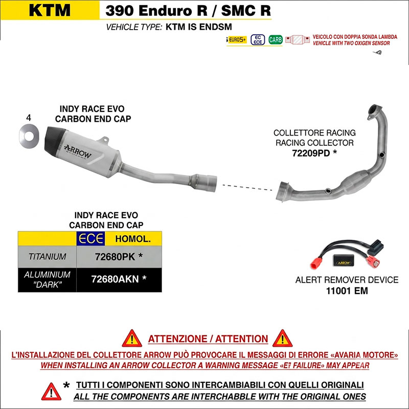 Colector acero KTM 390 ADV R / X - 390 Enduro