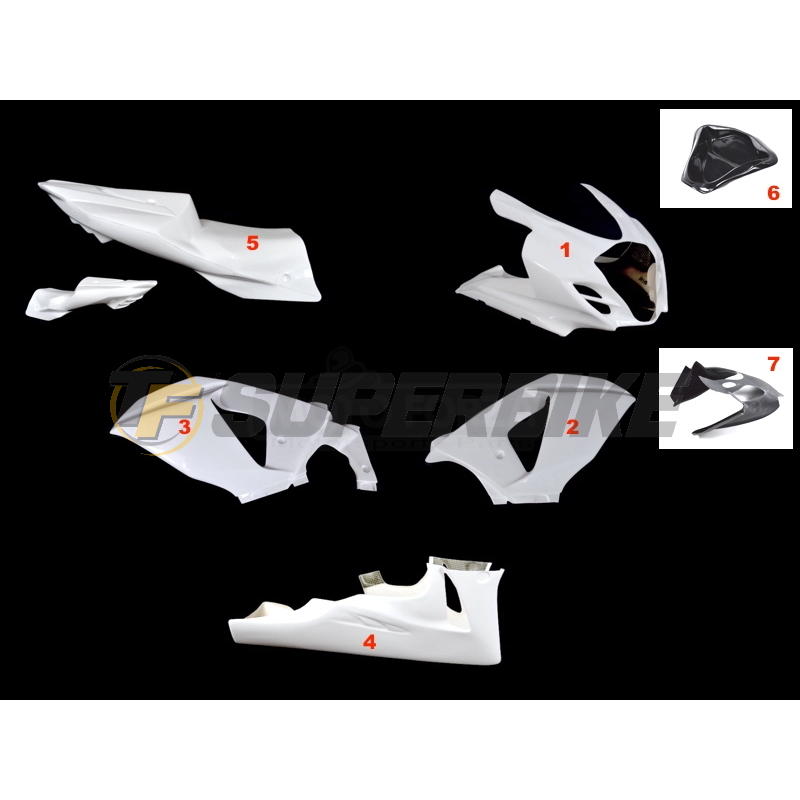 Carenado de fibra Suzuki GSX-R 1000 2009-2016 7 piezas versión Racing Endurance