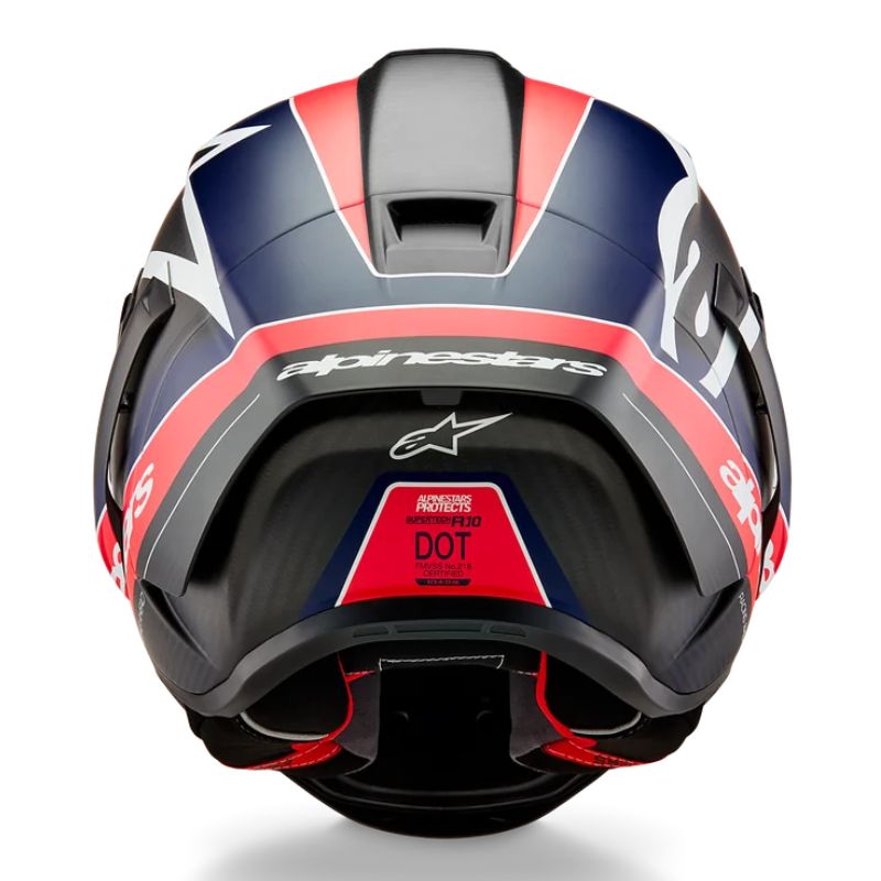 Casco Alpinestars Supertech R10 Team  carbon - rojo flúor - azul mate