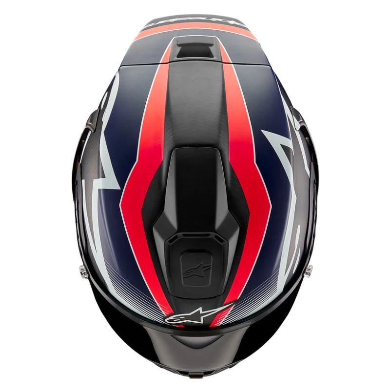 Casco Alpinestars Supertech R10 Team  carbon - rojo flúor - azul mate