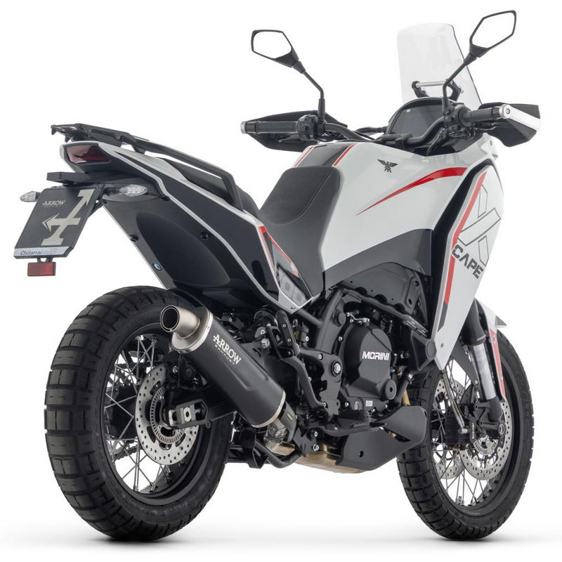 Escape Indy Race EVO aluminio Dark fondo acero Moto Morini X-Cape 700 2025-
