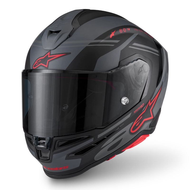 Casco Alpinestars S-R7 A-Core negro mate-gris-rojo