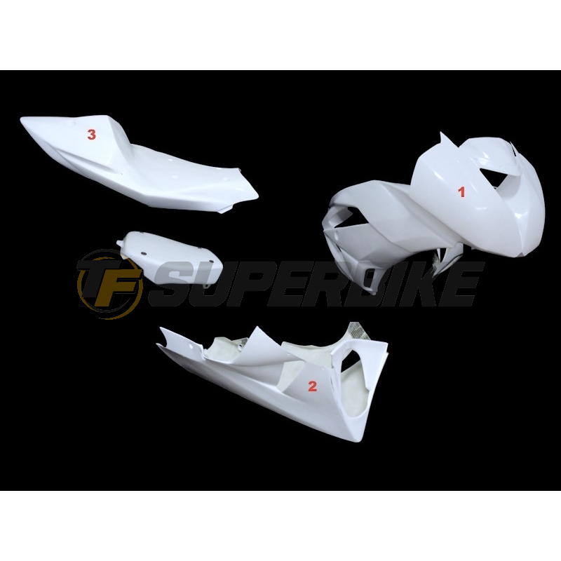 Carenado de fibra Kawasaki ZX-6R 2009-2017 3 piezas colín racing