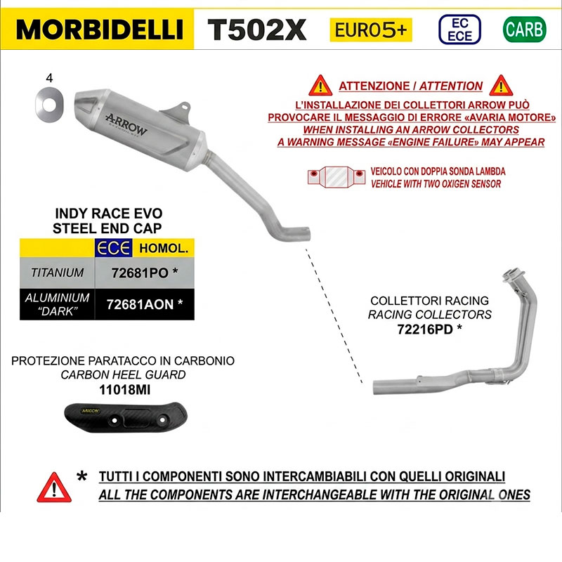 Colectores racing acero Morbidelli T502X 2026