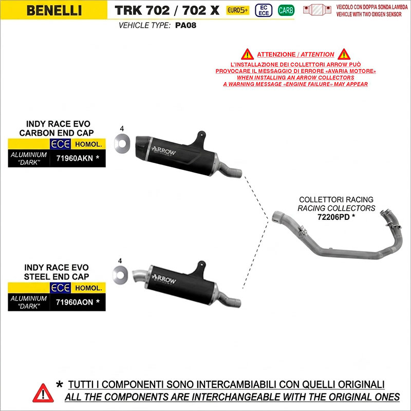 Escape Indy Race aluminio Dark Benelli TRK 702 / TRK702X 2025-2026