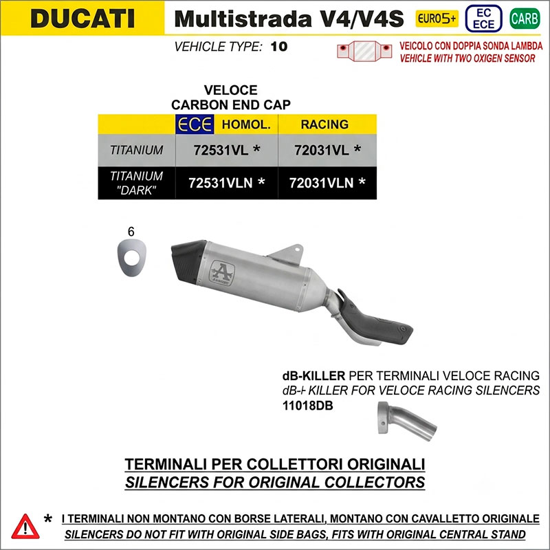 Escape Veloce titanio Ducati Multistrada V4 / V4S 2025