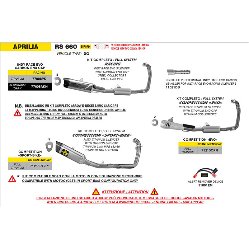 Kit completo con escape Indy Race Evo aluminio Dark Aprilia RS660 2025