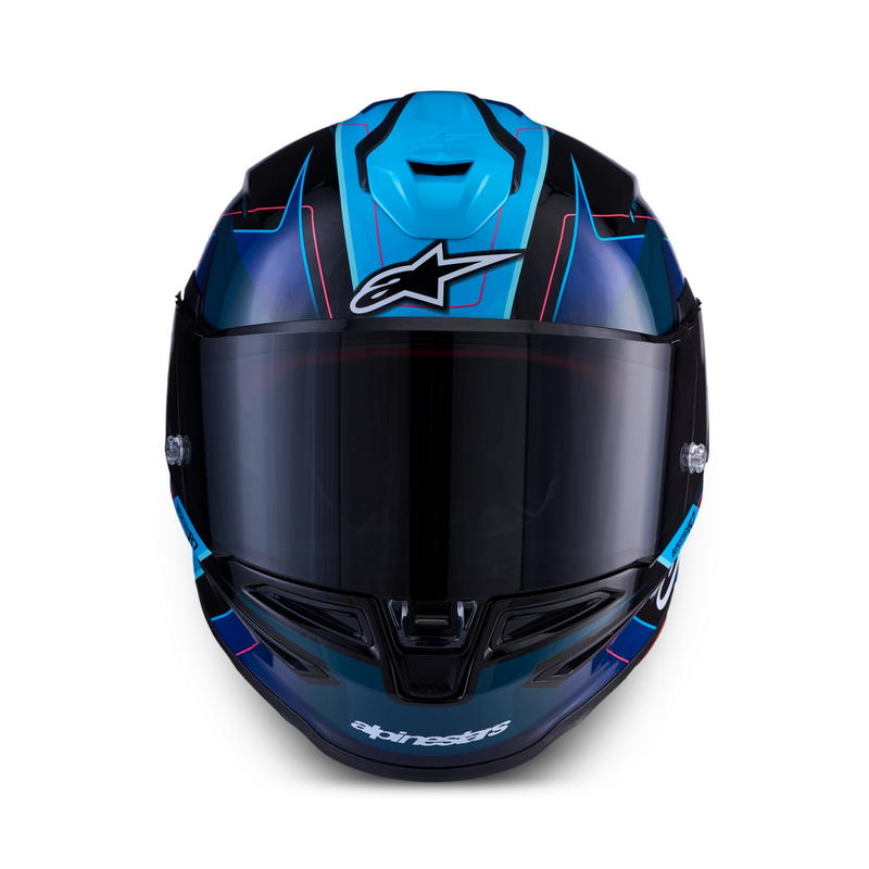 Casco Alpinestars S-R7 Kinetis negro-azul-rosa flúor-blanco