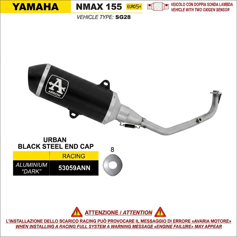 Kit completo con escape Urban aluminio Dark Yamaha N-Max 155 2025-2026