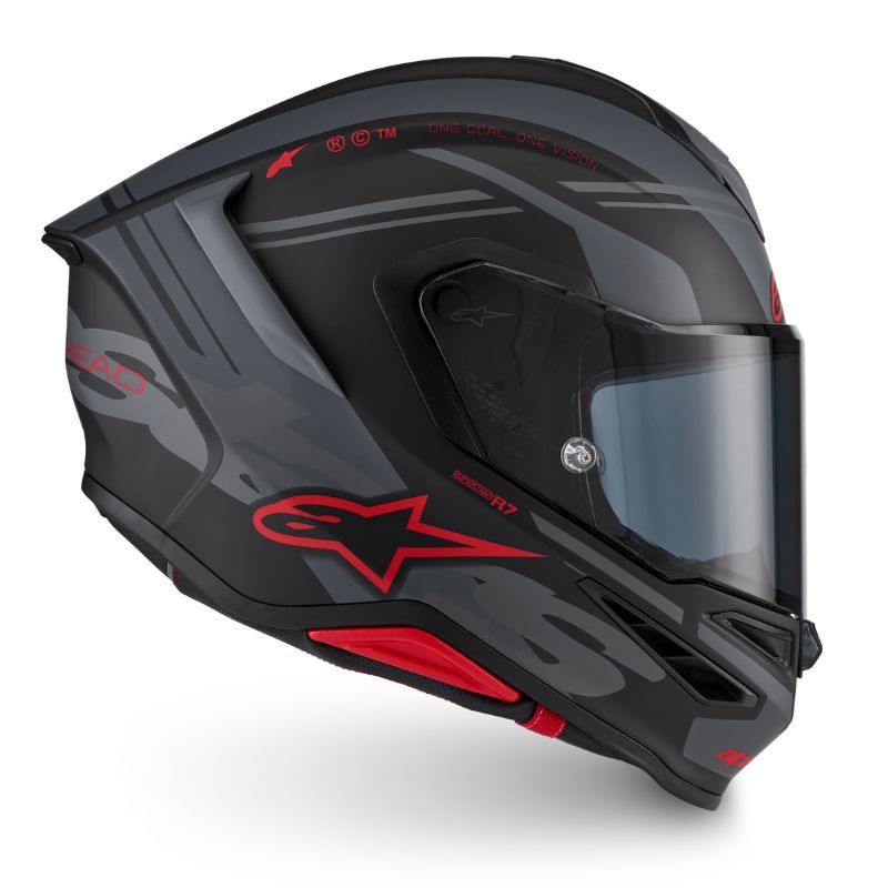 Casco Alpinestars S-R7 A-Core negro mate-gris-rojo