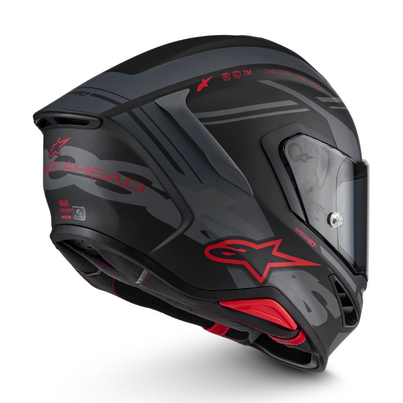 Casco Alpinestars S-R7 A-Core negro mate-gris-rojo