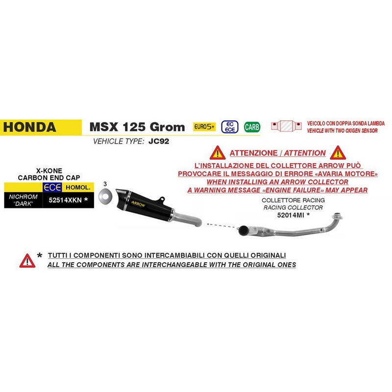 Colector racing acero Honda MSX 125 2025-2026