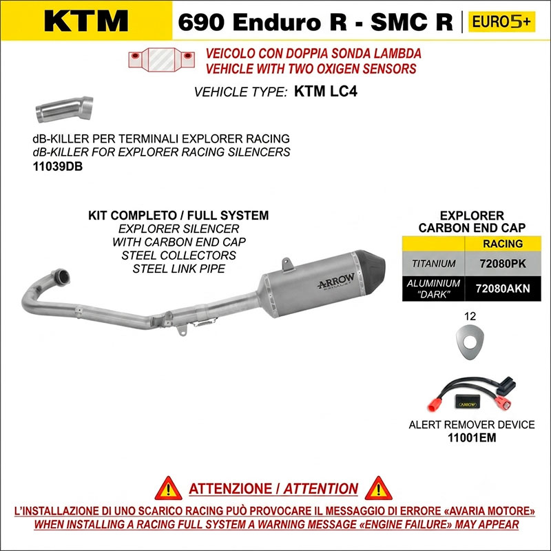 Kit racing colector+escape Explorer aluminio Dark fondo carbono KTM 690 Enduro R / 690 SMC R 2025-2026