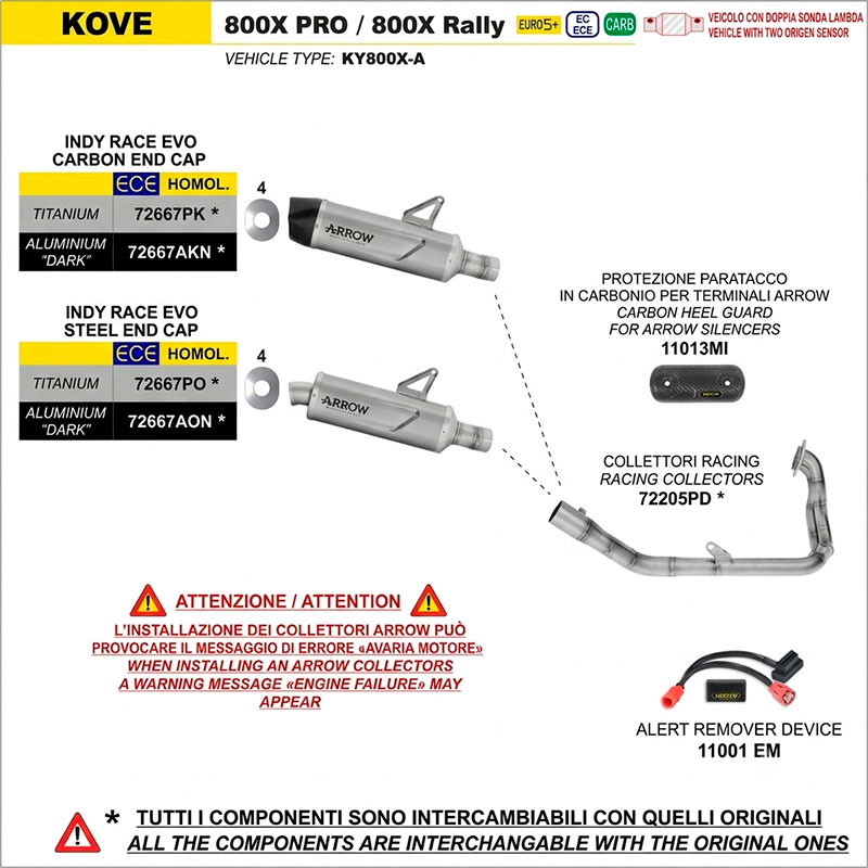 Escape Indy Race Evo titanio Kove 800X PRO / 800 Rally 2025