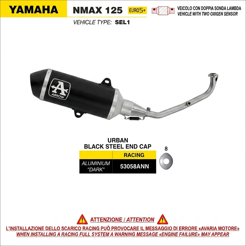 Kit completo con escape Urban aluminio Dark Yamaha N-Max 125 2025-2026