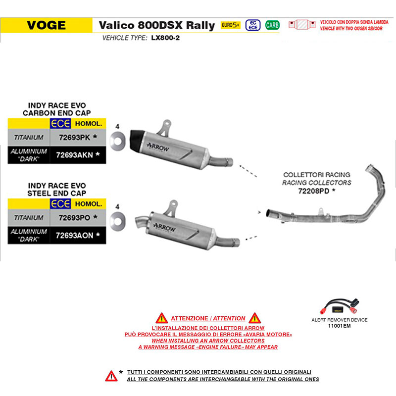 Escape Indy Race Evo titanio Voge 800 DSX Rally 2025
