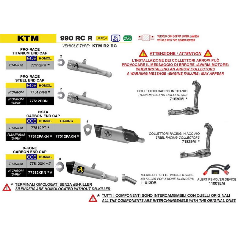 Colectores racing titanio KTM 990 R / 990 RC-R 2026+