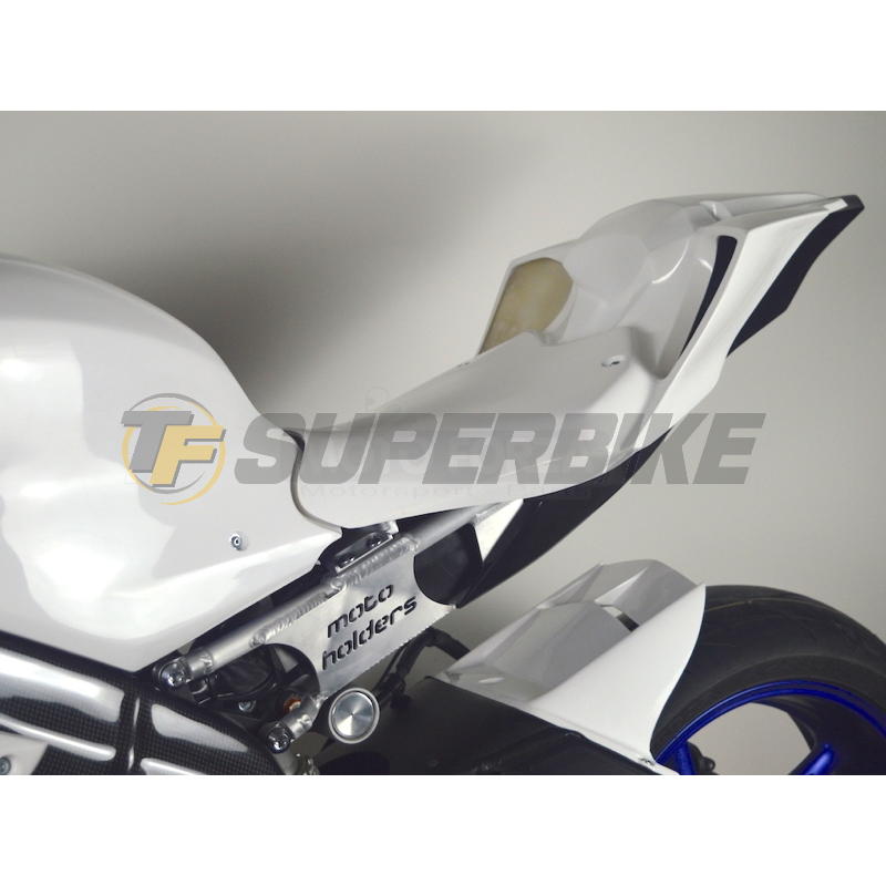 Carenado de fibra Yamaha R6 2017-2025 quilla escape original+paso rueda negro