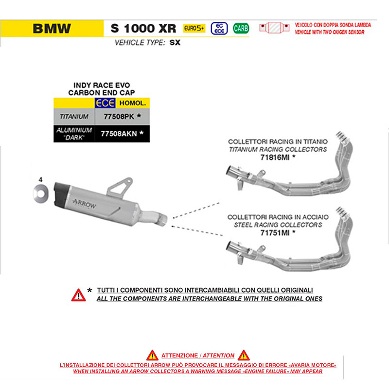 Escape Indy Race Evo aluminio Dark BMW S1000XR 2025-2026