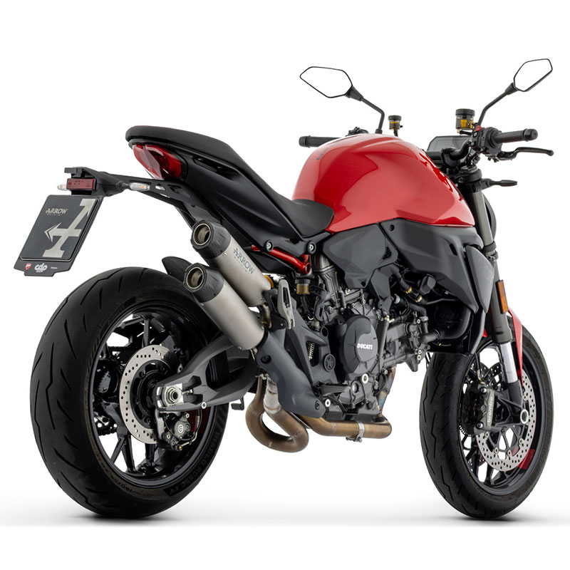 Kit escapes racing Round Sil titanio fondo carbono con conector acero Ducati Monster 890 V2