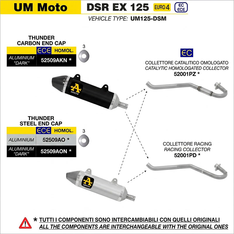 Colector racing acero UM DSR 125EX 2018-2020
