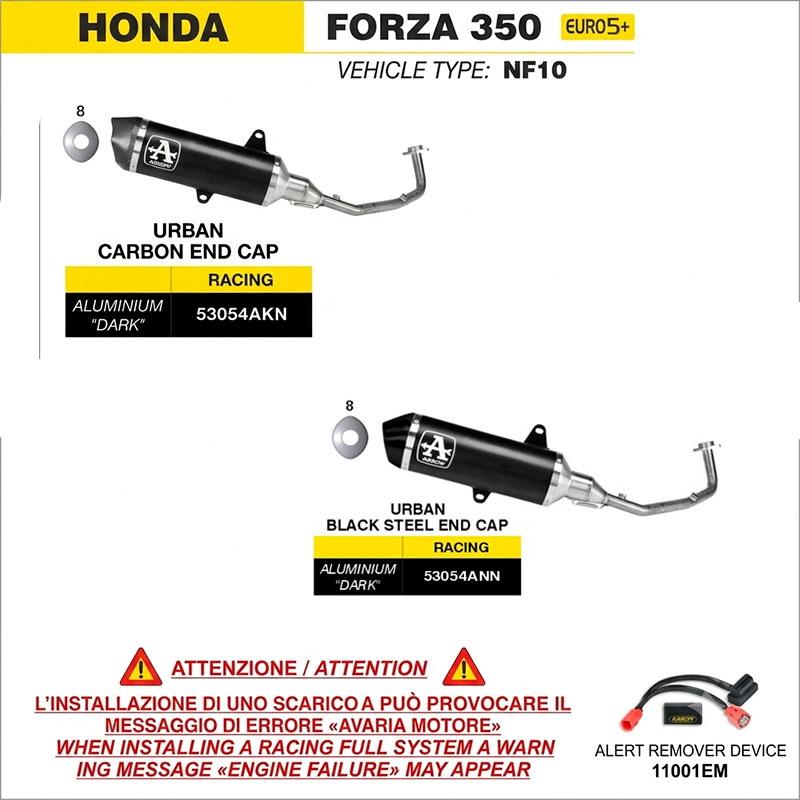 Kit completo con escape Race-Tech aluminio Dark Honda Forza 350 2025-2026