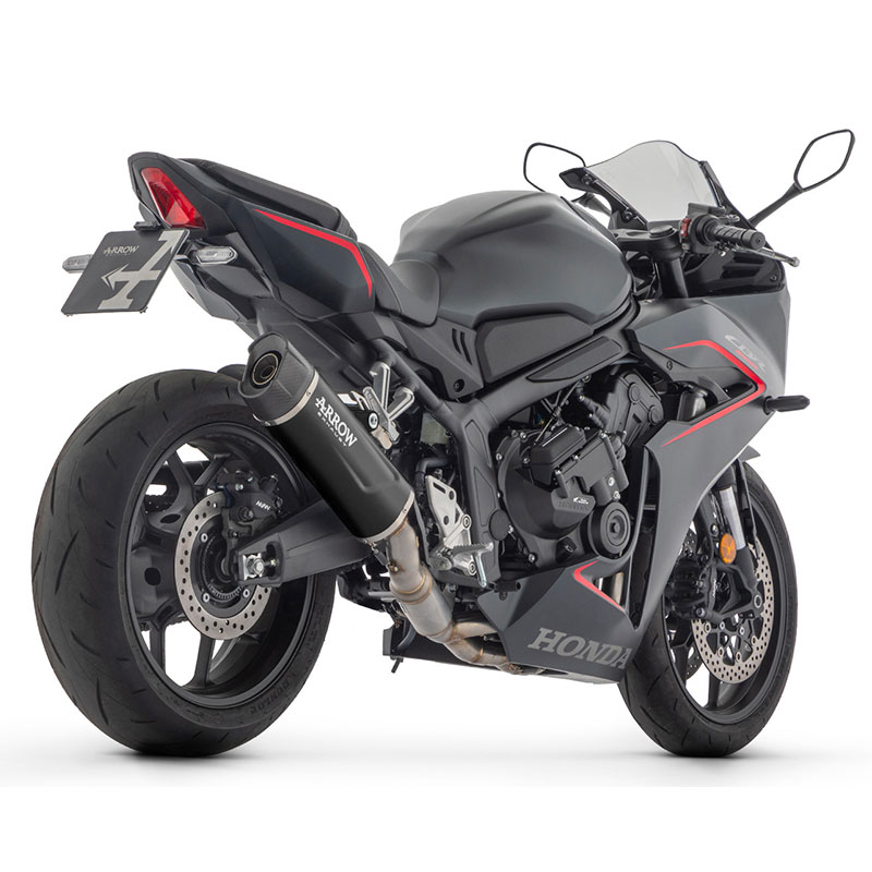 Kit completo homologado escape Indy Race Evo aluminio Dark con colectores acero Honda CBR 650 R 2024-2026