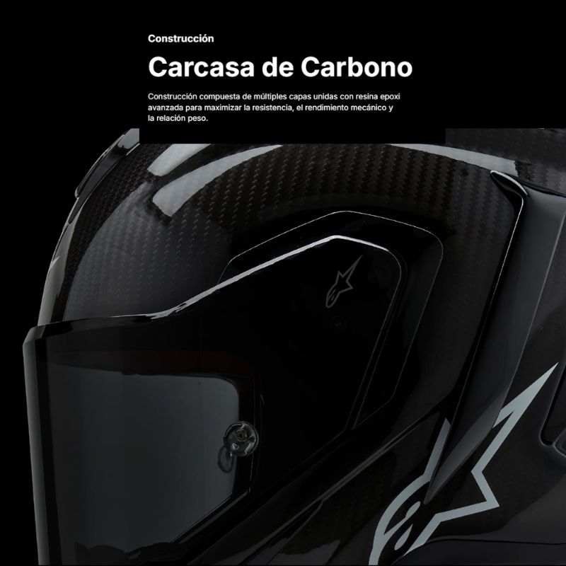 Casco Alpinestars Supertech R10 Solid Black Carbon