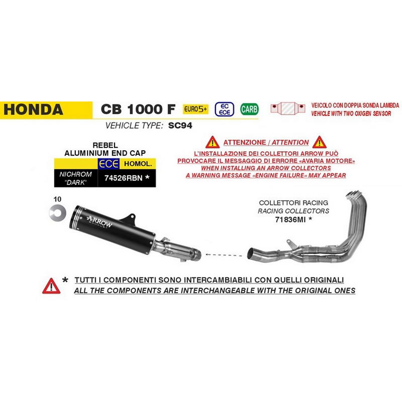 Colectores racing Arrow acero Honda CB 1000 F 2026+