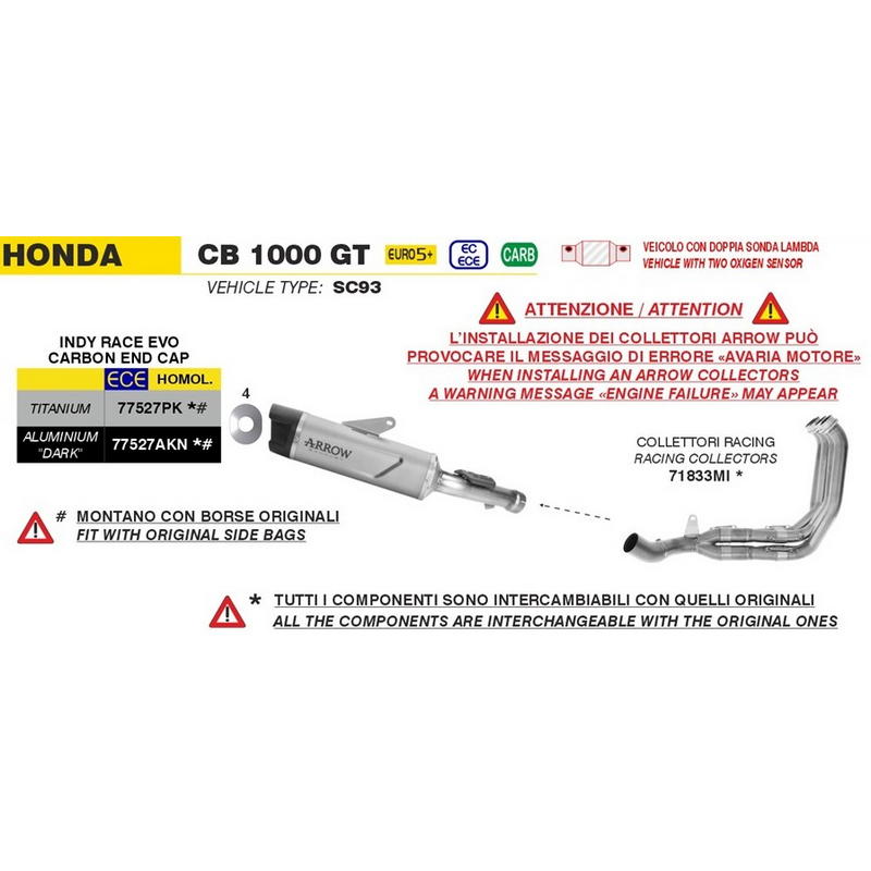 Escape Indy Race Evo aluminio Dark Honda CB 1000 GT 2026+