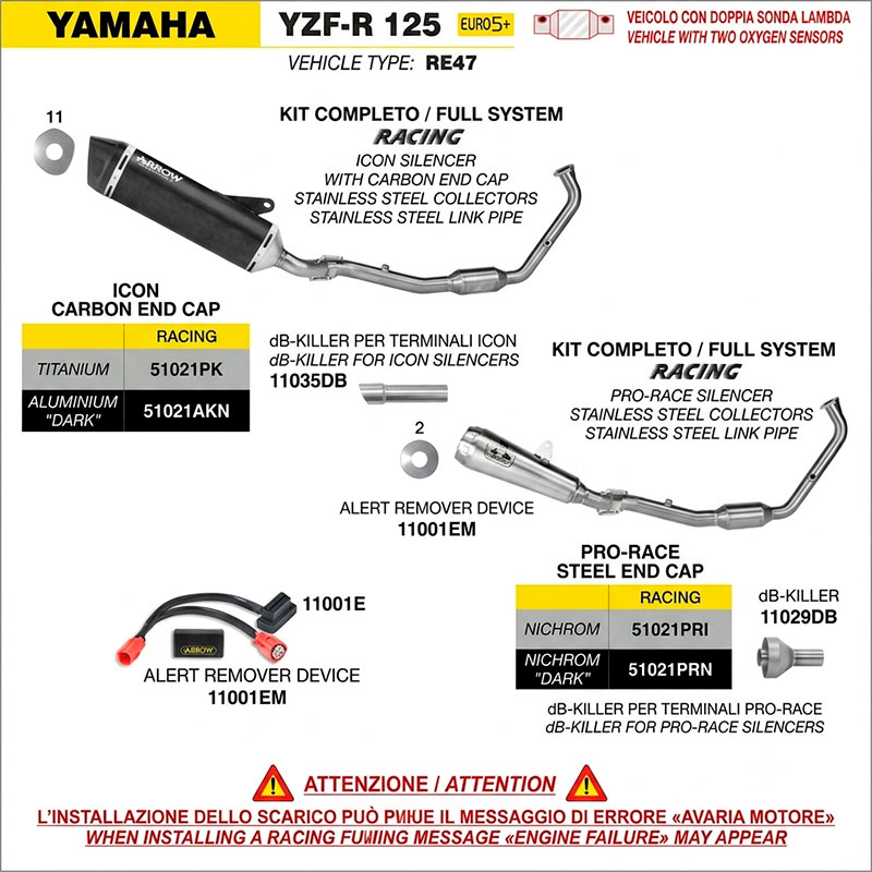 Sistema completo con escape Icon titanio Yamaha YZF-R125 / MT-125 2024-2026
