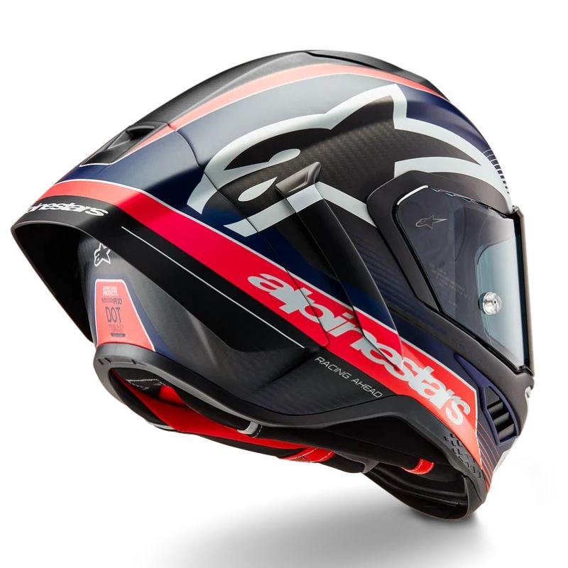 Casco Alpinestars Supertech R10 Team  carbon - rojo flúor - azul mate