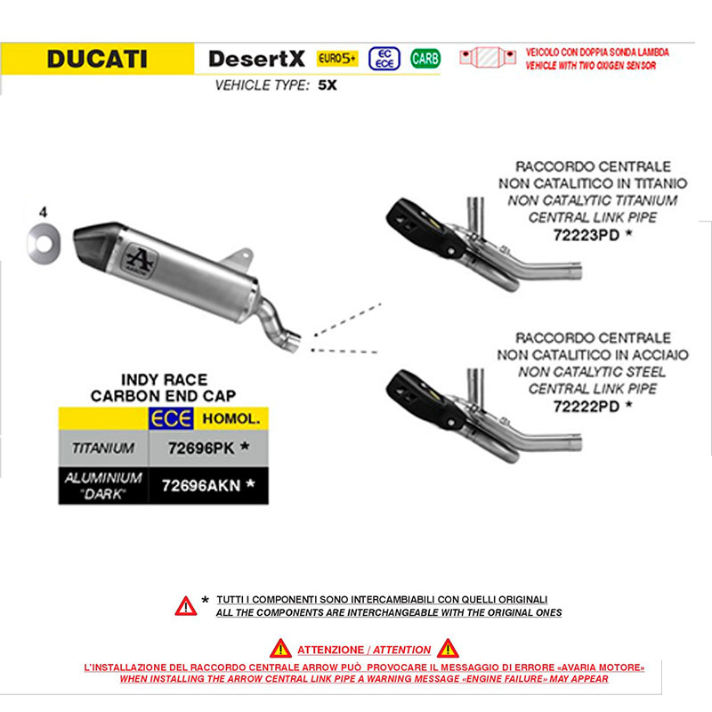 Escape homologado Indy Race aluminio Dark fondo carbono Ducati Desert X 2026
